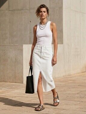 RFM Off White Denim Skirt